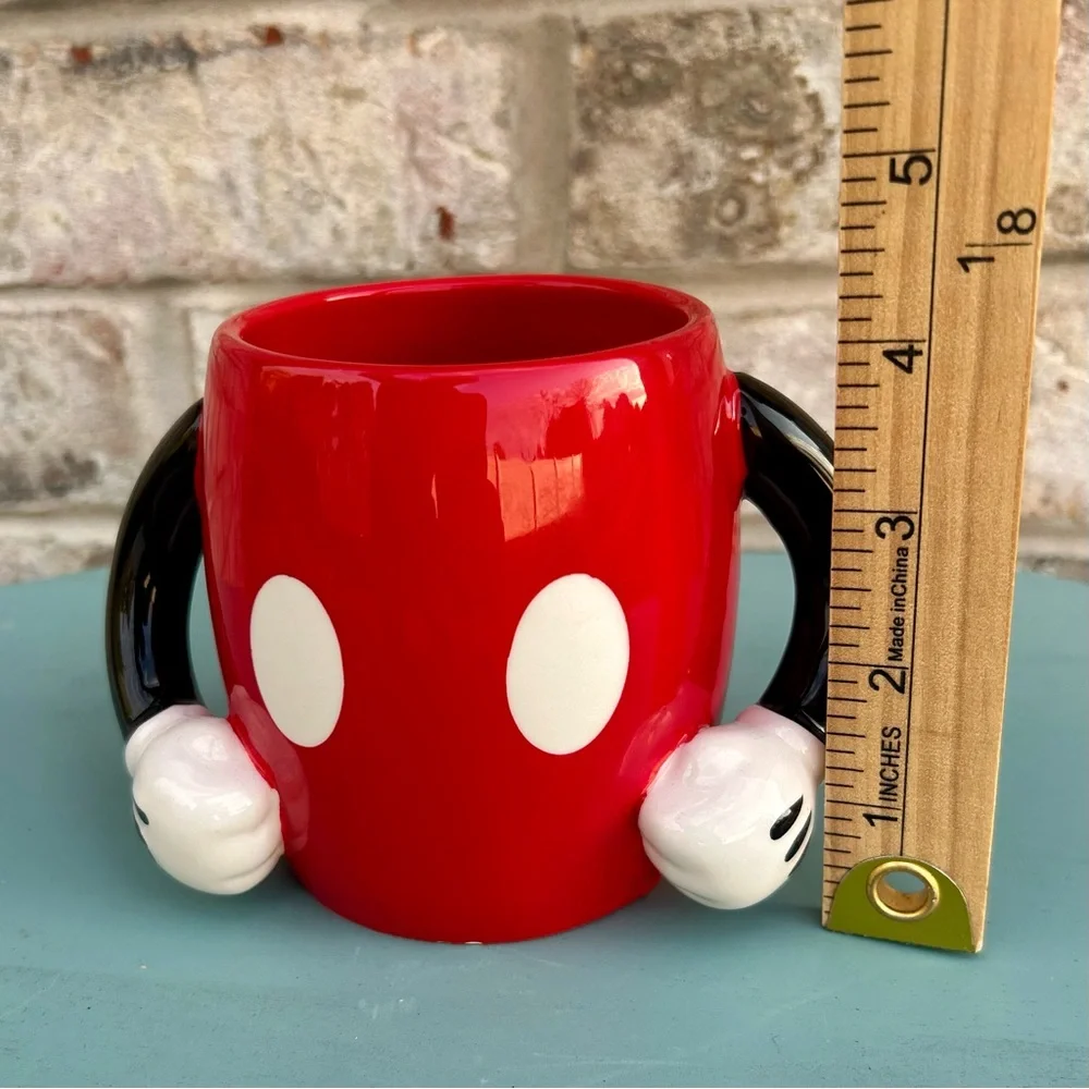 Disney Galerie Mickey Mouse 3D Hands Mug Red Black White Ceramic Coffee Cup